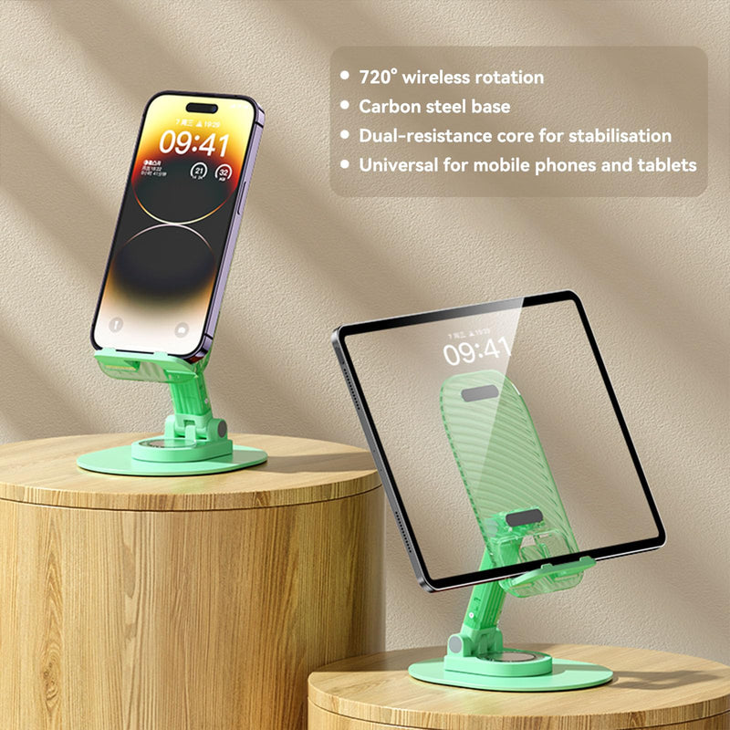 Foldable Desktop Phone Holder, Phone Holder on Desk Compatible with iPhone15, 14, 13 Pro Max Mini, Suitable for 3.5-12.9 inch Phones and Tablet Computer. (Green) Green