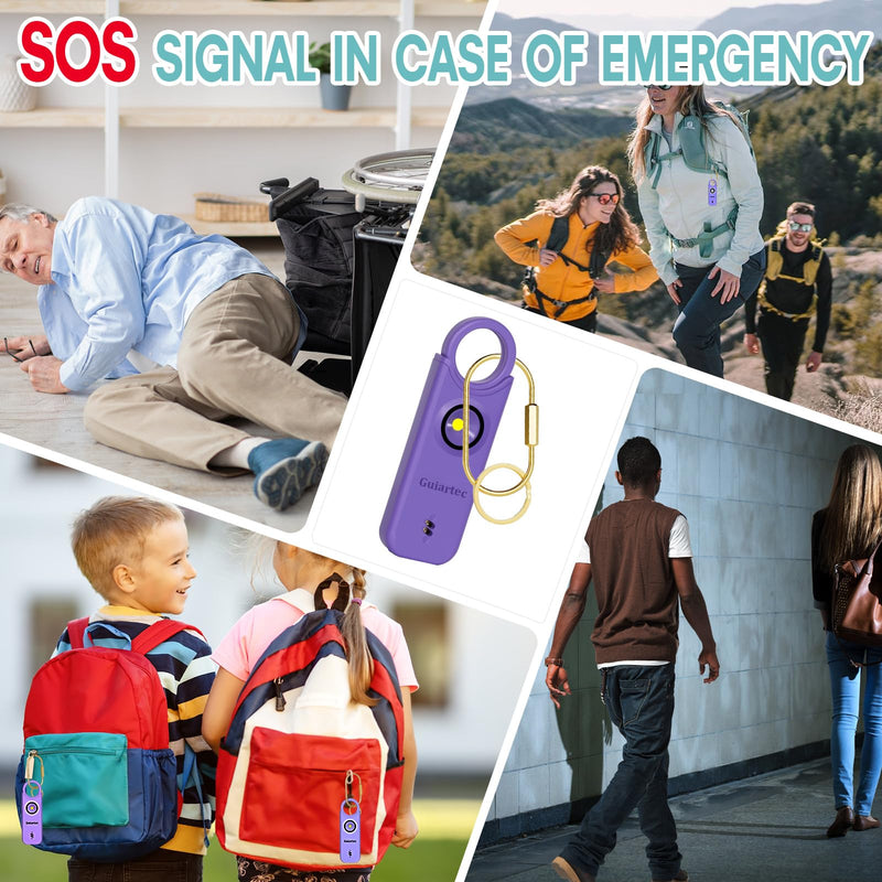 Rechargeable Personal Safety Alarm for Women, 135 dB Loud Self Defense Keychain Siren with LED Strobe Light, Personal Emergency Security Safe Devices Key Chain Alarms for Women Kids Elderly (Violet) Violet