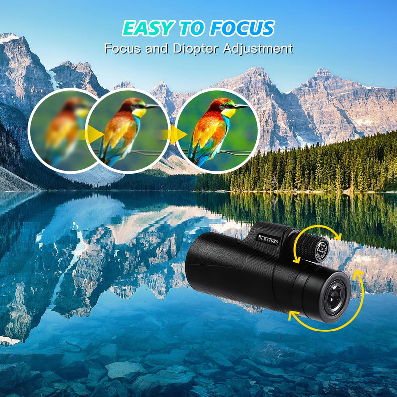 80X100 Monocular for Adults - Monocular Telescope High Definition with Smartphone Holder & Tripod, High Power Monoculars for Adults Watching Hunting Camping Hiking Travling with Zoom Focus