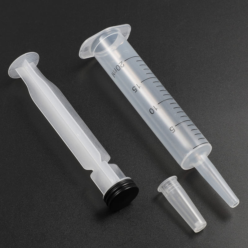 Syringes 20 ml, Pack of 5 Plastic Syringes Plastic Syringes Reusable Measuring Syringes for Scientific Laboratory Adhesive Applicator Experiments Use, Transparent