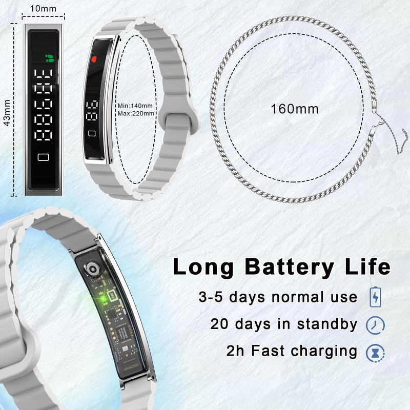 Efolen Smart Bracelet for Women,Ultralight Fitness Tracker Smart Wristband with Heart Rate/Blood Oxygen/Sleep Monitor/Pedometer,Slim Smartwatch for Android iPhone,Activity Tracker,2 Band,Silver Silver