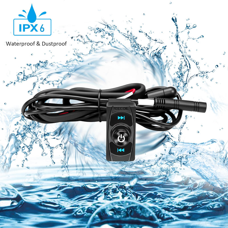 RECOIL BTR-13 Bluetooth Audio Controller Carling Style Switch IPX6 | Waterproof 24-bit HD, Bluetooth 5.1 APTX-HD, Aux Input for UTV ATV Marine Truck Car