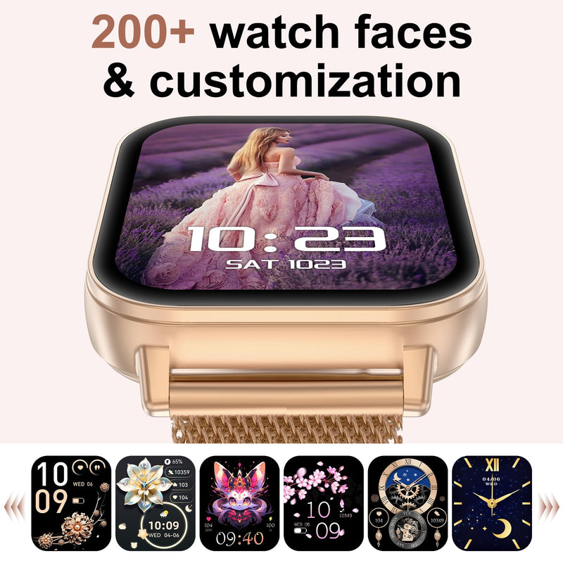 Smart Watches for Women (Android&iPhone), 1.85" HD Smart Watch with Calls/Messages/Notifications, 1000mAh Battery lasts 20 days, Heart Rate/Sleep Monitoring, 130+ Sports Modes Activity Trackers