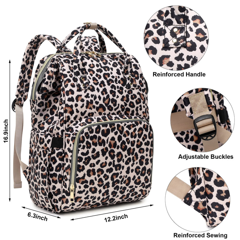 Leopard Women Laptop Backpack, College School Backpack Bookbag 15.6 Inch Computer Backpacks for Work Business Travel Leopard