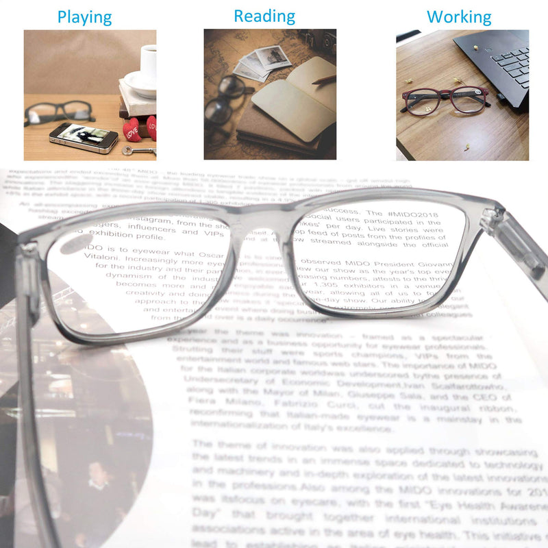 Reading Glasses 1.5 Oversized Large Square Men Readers 4 Pack,Lightweight Cheaters Glasses W/Comfortable Spring Hinges 4 Mix Color 1.5 x