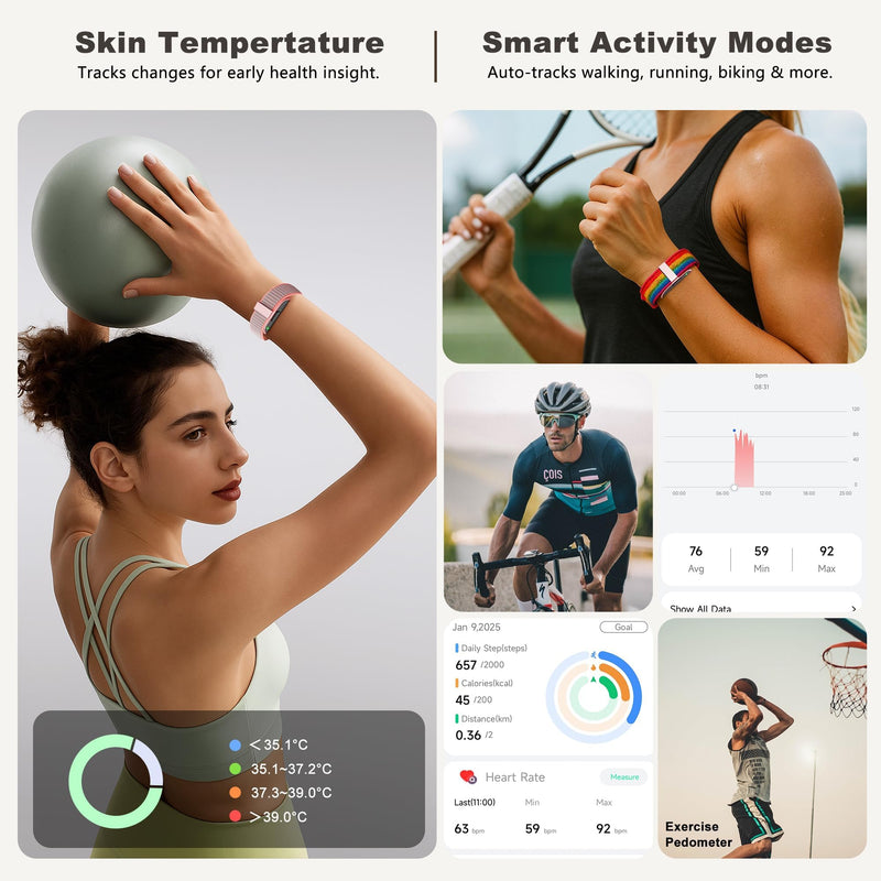 Smart Bracelets for Women & Men,Health Activity Fitness Trackers with 120+ Sports Modes,24/7 Heart Rate&Blood Pressure Monitoring,Sleep& Stress Tracking,IP68 Waterproof,5 Smart Wristband with Free APP