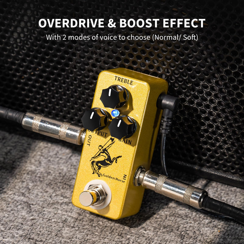 MOSKY Golden Horse Overdrive Effect Pedal Boost Guitar Effect Pedal with True Bypass for Electric Guitar Gold Horse