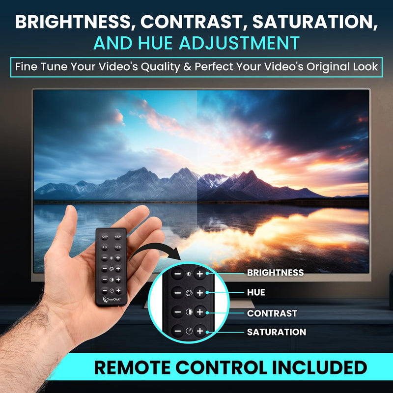 [AUSTRALIA] - ClearClick AV to HDMI Converter 3.0 (Third Generation) - 1080P RCA or S-Video to HDMI Upscaler - with Remote Control for Image Adjustment - VHS, VCR, Camcorder, DVD, TV, Gaming Systems, PAL, NTSC 