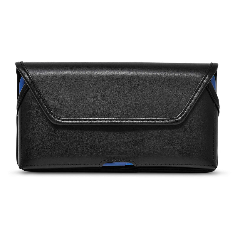 Turtleback Belt Holder for iPhone 16 Pro Max, 15 Pro Max, 14 Pro Max -Medium- Fits w/Shockproof Commuter Style Cases, Premium Black Leather Horizontal Case Magnetic Closure Leather Wrapped Clip Medium Horizontal - Leather w/ Leather Clip