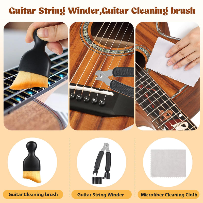 [AUSTRALIA] - 6Pcs Guitar Cleaning Kit - Includes Guitar Polish, Fretboard Oil, String Cleaner, String Winder, Brush, Cleaning Cloth, Guitar Maintenance Kit, for Violin, Piano, Bass, Guitar Players 6 