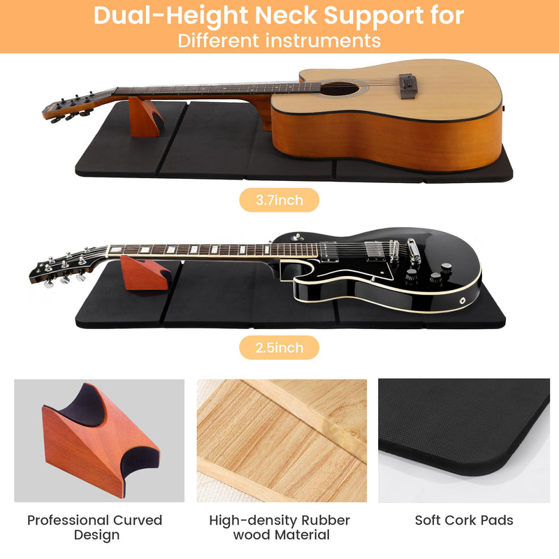 MABOZOO Foldable Guitar Work Mat and Wooden Neck Rest, 0.5 Inch Thick Guitar Repair Mat and Support for Repair, Repair and Maintenance Kit Tool for Guitar Bass, Acoustic, Banjo Mandolin Ukulele