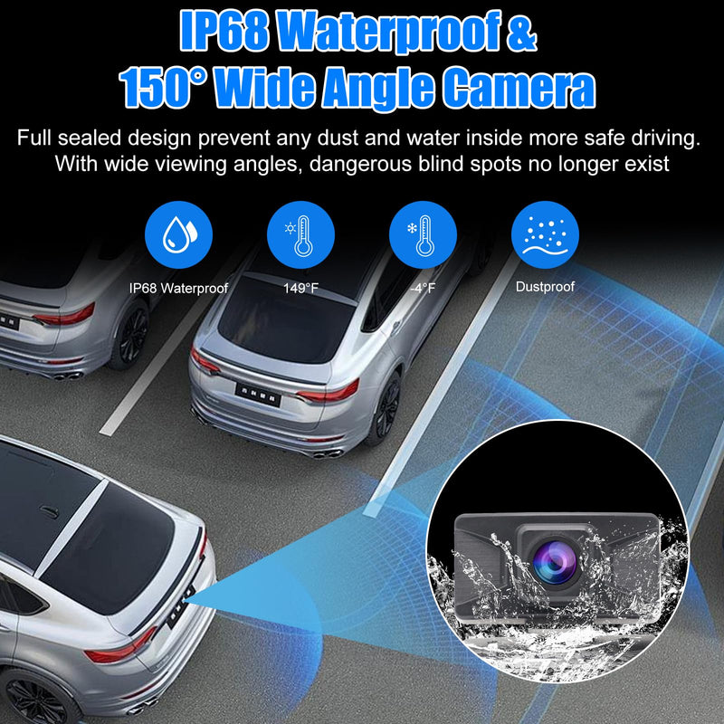 Wireless Backup Camera System Kit, Rear View Monitor with Camera | Waterproof Night Vision Reverse Cam 1080P HD Parking Camera Set for Car Pickup Truck RV Camper Van 4.3 Inch Wireless