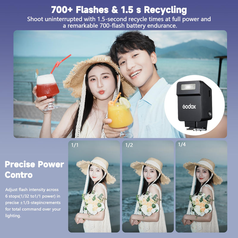 GODOX IT22 S TTL MINI iFlash Camera Flash Light,700+ Flashes & 1.5 s Recycling,6 Stops (1/32 to 1/1 Power),Built in Battery with Magnetic Diffuser & Filter (Black, for Sony) Black