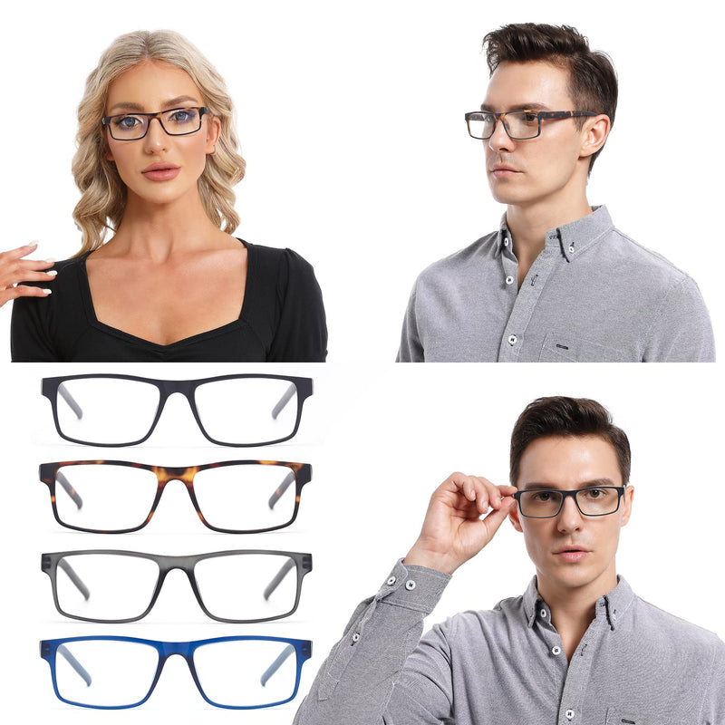 Reading Glasses for Men Women, Spring Hinge Readers Glasses, Blue Light Blocking Lens Eyeglasses SR20523 4 Pairs Mix 1.75 x