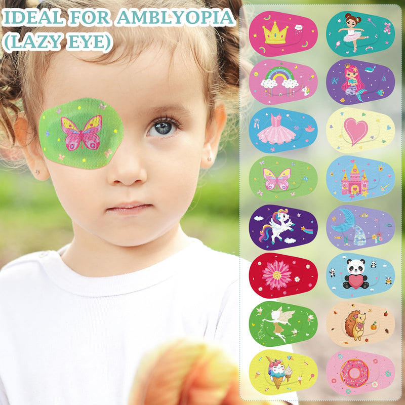Adhesive Eye Patches for Kids Girls 16 Styles Toddler Eye Patches Bulk Latex Free Eye Pad Light Blocking Fun Cute Designs Cotton Adhesive Bandages for Kids Toddler Girls Boys(48 Pcs) 48