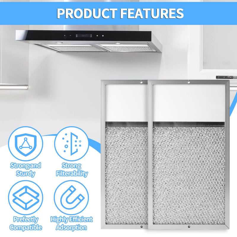 [AUSTRALIA] - Range hood Filter with Light Lens Replacement for Broan R610027 SR610027 1568322 1568323 PM25WW PM25BL AL9245 Aluminum Mesh Grease Lens Range Hood Replacement Filter 7-5/8 x 14-1/8 x 3/8 Inch 2-Pack 
