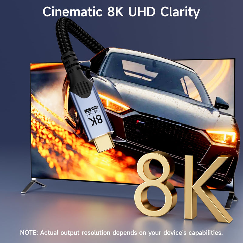 [2-Pack] USB 4 Cable 10FT/3 M,Long USB C Data Cable for 40Gbps Braided,8K/4K Video Display,240W Fast Charging,Type c to Type c Compatible with Thunderbolt 4/3 Cable,high Speed USB c Cable 10FT+10FT