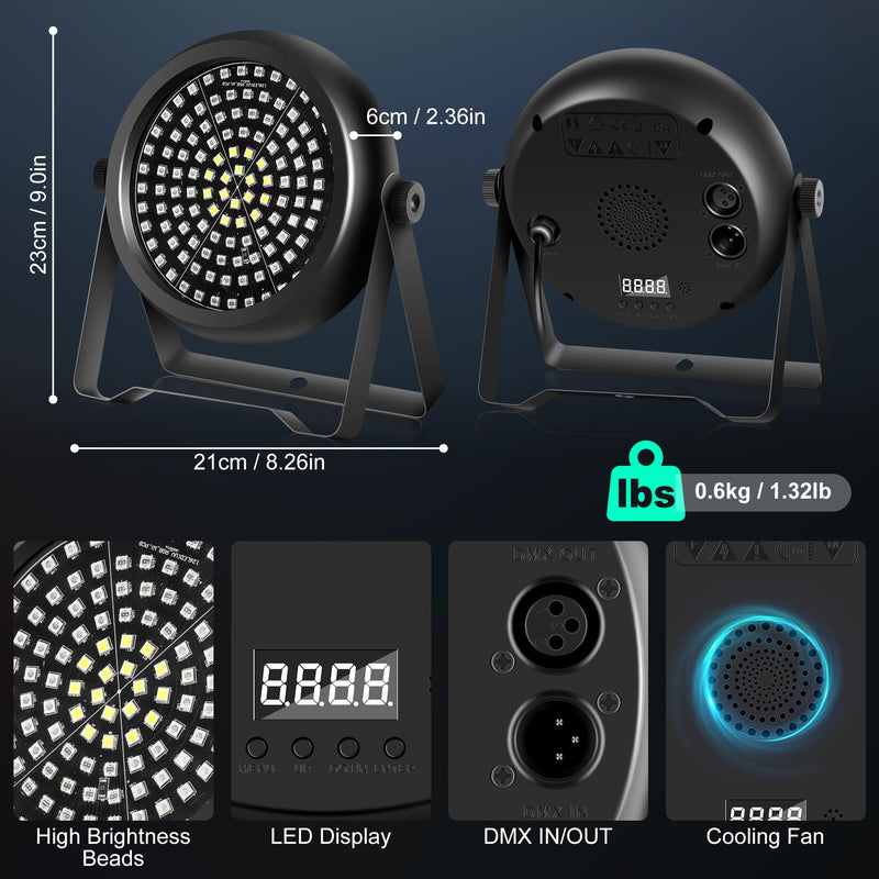 [AUSTRALIA] - Party Strobe Light,30W 126 LEDs RGB+W+UV 5IN1 Strobe Lights for Parties DJ Par Can Lights with Remote Control Sound Activated&Speed Control DJ Uplights for Birthday Party Halloween Festival 1Pack Strobe Light 