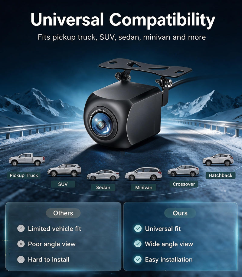 Alarm Sensor 1080P Backup Camera with 5 inch Monitor Rear View Reverse Camera Universal for Pickup Truck Car SUV 170 Degree Perfect Angle Night Vision IP69 Waterproof DLD5C 5" 1-Cam