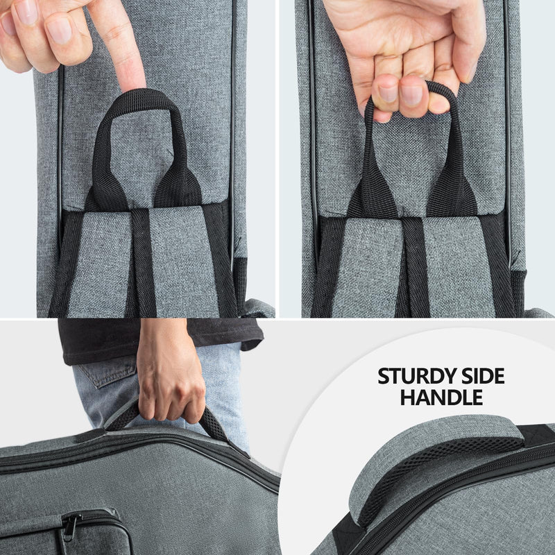 MUZNOTE Bass Guitar Bag Gig Bag Backpack Electric Bass Guitar Case Soft 0.38 inch Padding Lightweight with Pockets Waterproof (Grey) Bass Guitar Bag-6mm