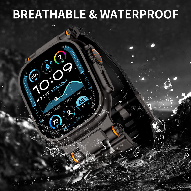 Rubber Band Compatible with Apple Watch Band 49/46/45/44/42mm, Navy Blue/Black and Black/Black