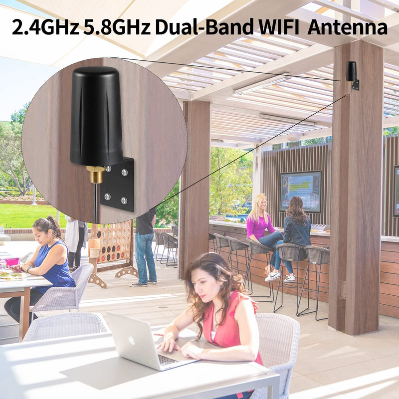 Outdoor 7dBi Dual Band 2.4GHz 5GHz 5.8GHz Long Range WiFi Booster Antenna for WiFi Router Hotspot Network Devices PC Security IP Camera Internet WiFi6 Desktop PC USB Adapter Card, Eifagur Wall Mount Antenna