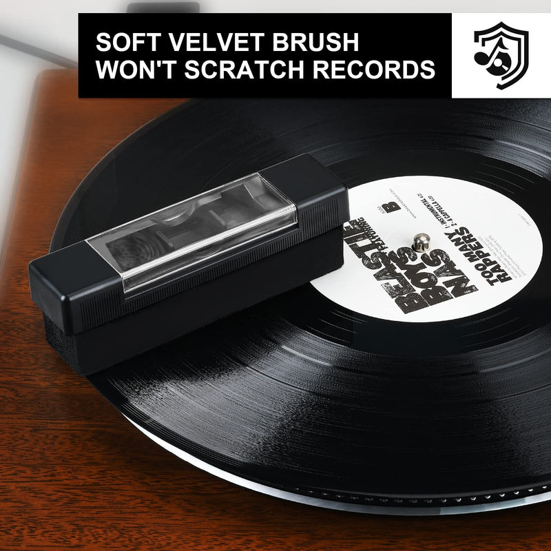 Vinyl Record Cleaner Kit - OPULA 6PCS Vinyl Records Cleaning Kit for Records Albums - Soft Velvet Record Brush, Air Blower, Turntable Stylus Gel, Cleaning Liquid, Stylus Brush, Brush for Velvet
