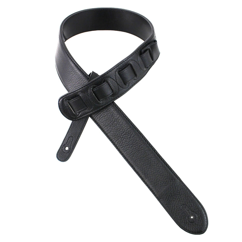 [AUSTRALIA] - Walker And Williams KB-24 Black & Ruby Red 2" Premium Carved Grain Leather Guitar Strap With Koi Fish Design For Acoustic, Electric, And Bass Guitars 