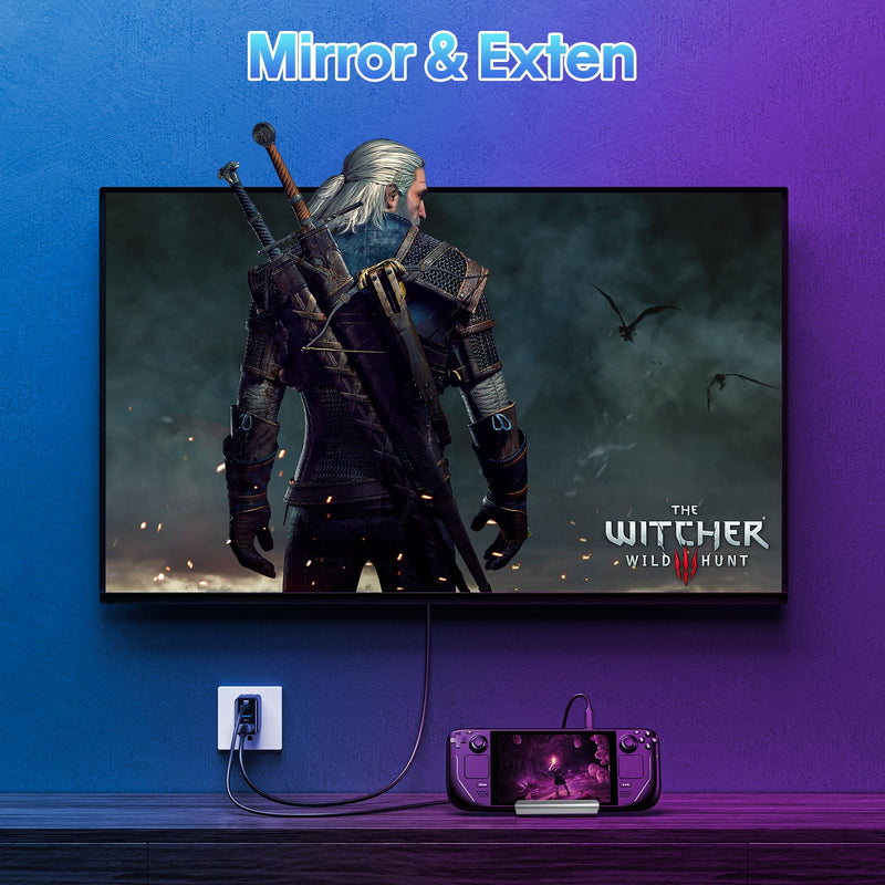 Docking Station for Steam Deck ROG Ally, 6 in 1 Stream Deck Dock with HDMI 2.0 4K@60Hz, 1000Mbps Gigabit Ethernet, 3 USB-A 3.0 and Full Speed Charging USB-C Port Compatible with Valve Steam Deck