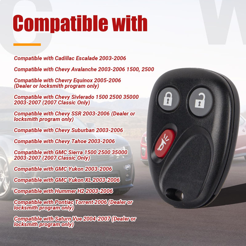 Key Fob Keyless Entry Remote Control Compatible with Chevrolet Chevy Equinox Avalanche Silverado Suburban Tahoe/Cadillac Escalade/GMC/Hummer H2 Car Key Replacement for LHJ011