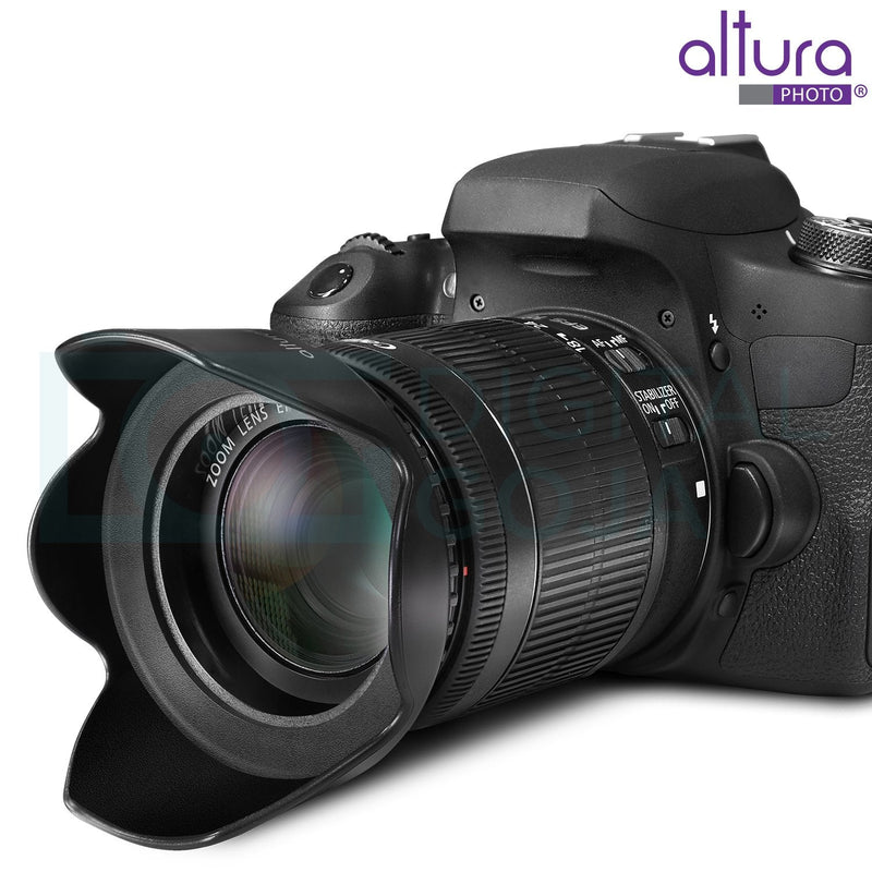 Altura Photo 58MM Tulip Flower Lens Hood for Canon EOS 77D 80D 90D Rebel T8i T7 T7i T6i T6s T6 SL2 SL3 DSLR Cameras with Canon EF-S 18-55mm f/3.5-5.6 is Lens and Select Nikon Lenses