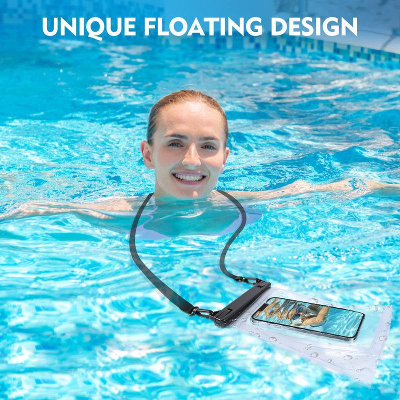 Large Floating Waterproof Phone Pouch [with Sealing Strip], Cell Phone Dry Bag for iPhone 15 14 13 12 11 Pro Max Galaxy S23 S22 All Phones, Universal Float Water Proof Bag for Beach Water Park White,up to 8.3"