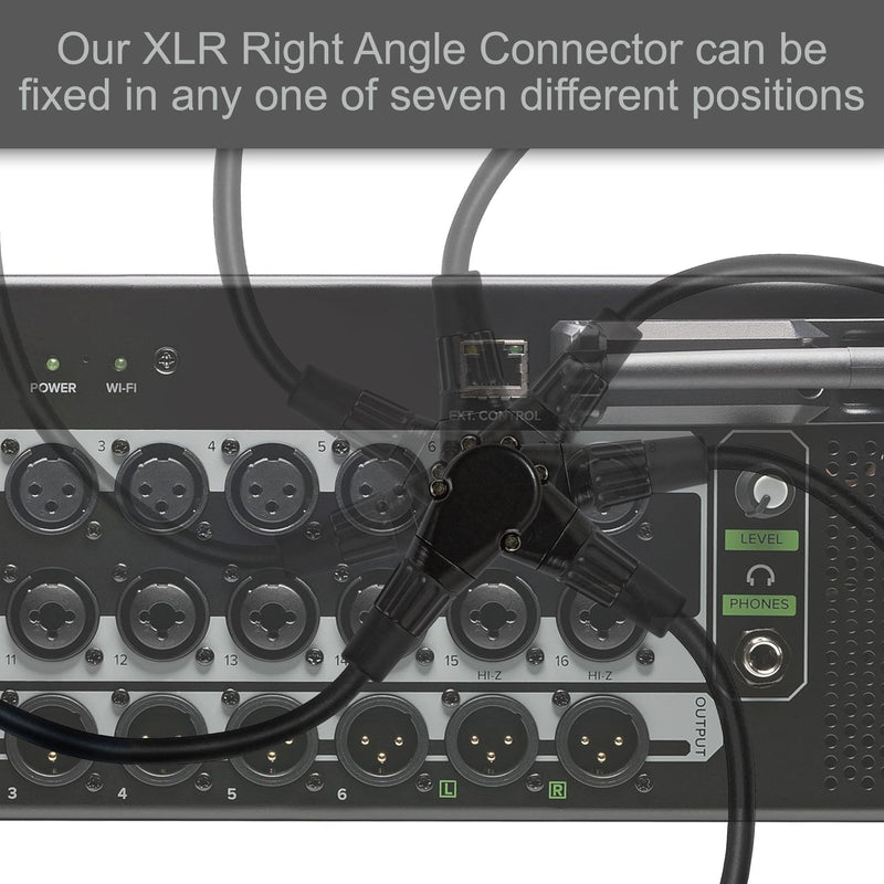HQRP 2-Pack XLR to XLR Cable 3 Feet, 3-Pin XLR Male Straight to 3-Pin XLR Female Right Angle Cord for Speaker, PA System, PVC Jacket, Mic Cord, XLR Speaker Cable, XLR Microphone Cable, 3 Ft, Black