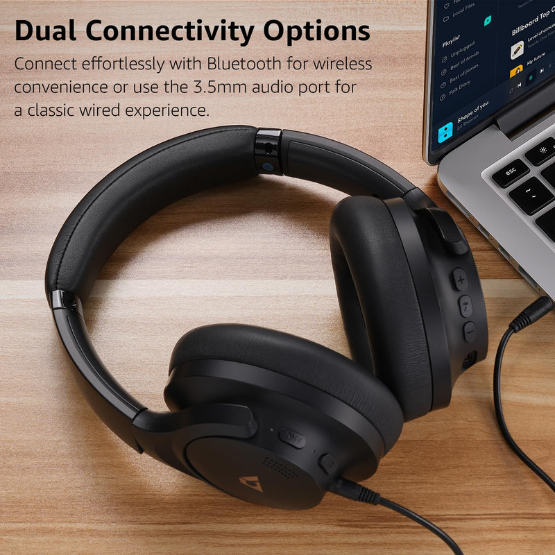 1Mii Y8 Hybrid Active Noise Cancelling Headphones, Wireless Over Ear Bluetooth Headphones, LDAC Hi-Res Audio, 75H Playtime, Deep Bass, Comfort Fit & Foldable Ear Cups, for Home Office Travel