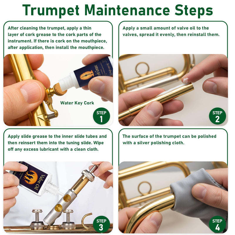 [AUSTRALIA] - 12pc Trumpet Cleaning Kit - Powerful Clean and Restores Smooth Valve Action, Maintain Trumpet and Sound Quality, Ideal Gift for Musicians 