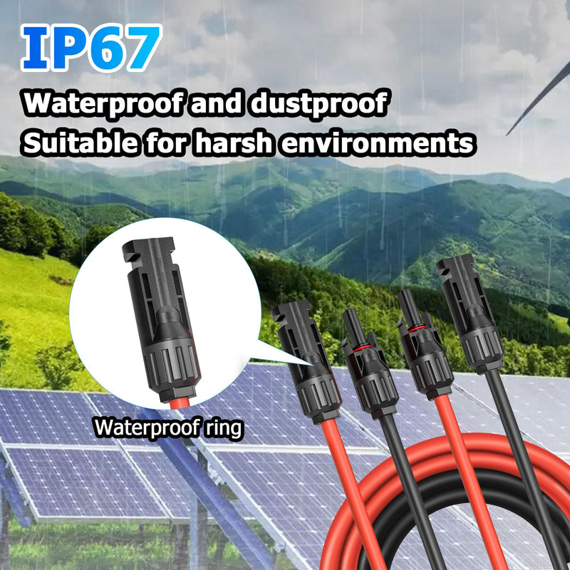 Solar Cable Extension, 6 mm² 1/2/3/5/10 m Solar Cable Extension, Connection Cable, Solar Plug, IP67 Waterproof Plug (6 mm²/2 m) 6 mm²/2 m