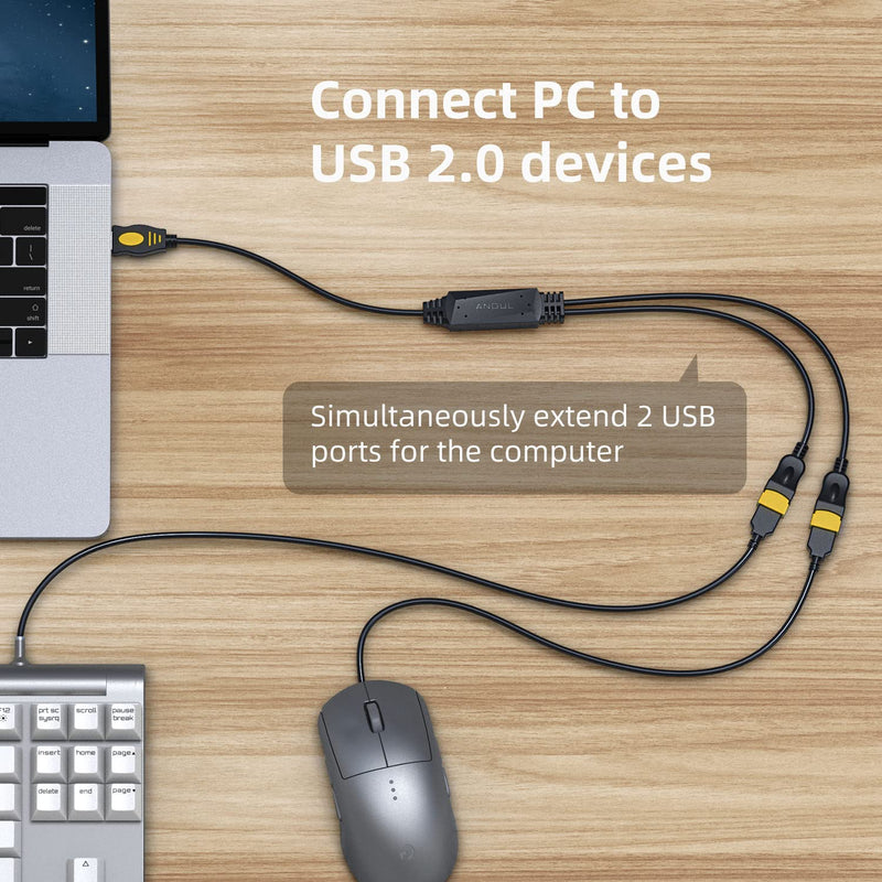 USB Splitter 2.0,Andul USB Y Cable One Male to Female Dual Hub Power Cord Extension Adapter