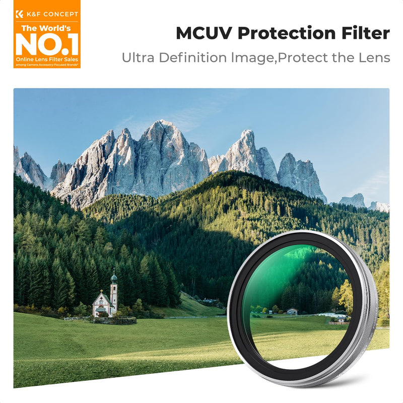 K&F CONCEPT MCUV Protection Camera Lens Filter (Silver Frame) Compatible with Fujifilm X100 Series Accessories-X100/X100F/X100S/X100T/X100V/X100VI, 28 Multi-Coatings Waterproof HD UV Filter Silver