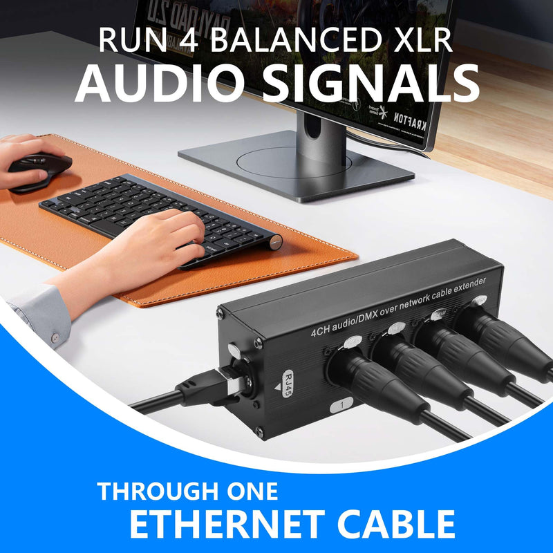 GINTOOYUN XLR to Ethernet Extender Female to RJ45