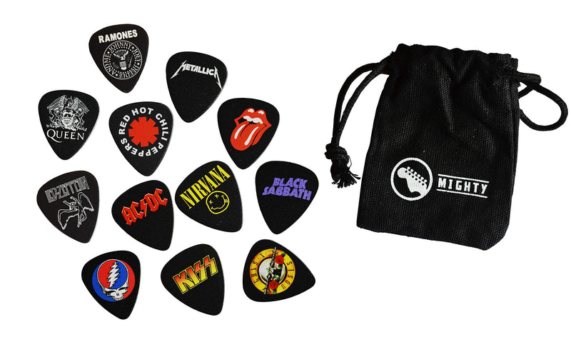 12 x Classic Albums Guitar Pick Set. Guitar Plectrums For Every Guitarist. Double Sided Printing. Picks Sized 0.46, 0.71, 0.81, 0.88, 0.96 And 1.2 mm Included (black) Set 3