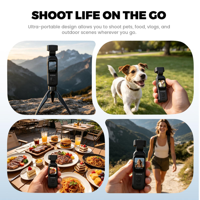 Kaysunlink 1080P Vlogging Camera with 270°Rotatable Lens, Handheld POV Pocket Camera with Touch Screen & WIFI, 5 Hours Power, One-button Recording Camcorder with 64GB Card for Daily Use, Travel, Black