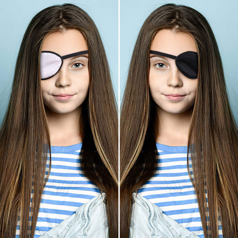 eZAKKA Eye Patches for Adults Kids Left Right Eye, 2PCS Silk Eye Patch for Lazy Eye After Surgery Amblyopia, Black and Pink 1 Count (Pack of 2) Black+Pink