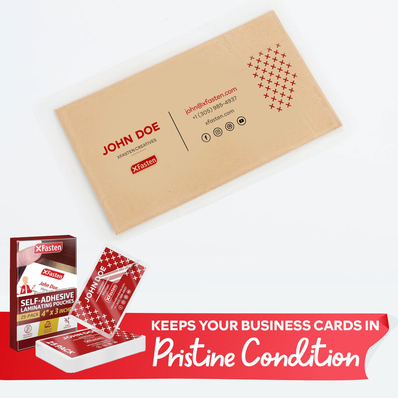 XFasten Self-Sealing Laminating Pouches Business Card Size, 9.5 Mil and Hard Self Laminating Business Cards Pouch (Pack of 25) Pack of 25