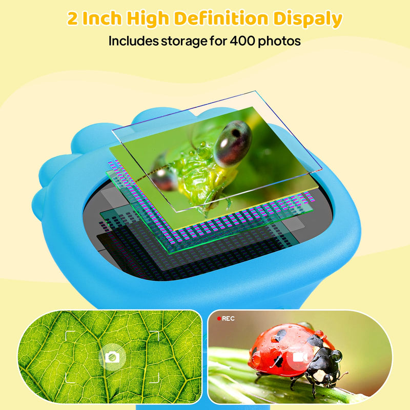 [AUSTRALIA] - Kids Microscope, Pocket Portable Microscope for Kids with 2'' Inch Screen - Powerful Handheld Microscopes Bug Microscope with Light, 2026 Best Easter Birthday Gifts for Age 3-12 Boys - Blue 