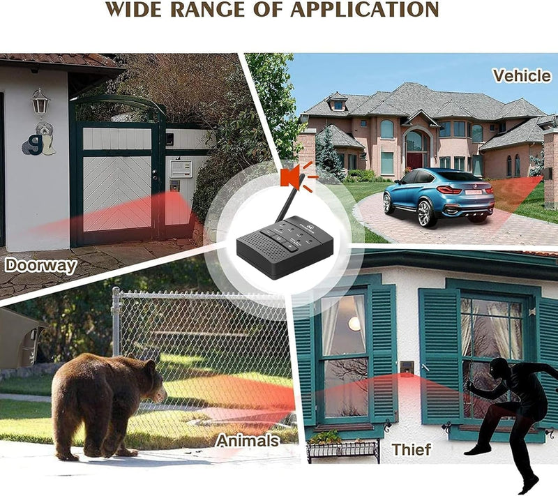 [AUSTRALIA] - eMACROS 1/2 Mile Long Range Wireless Driveway Alarm Outdoor Weather Resistant Motion Sensor Battery Power-Home Security Alert System-Monitor & Protect Outside Property 