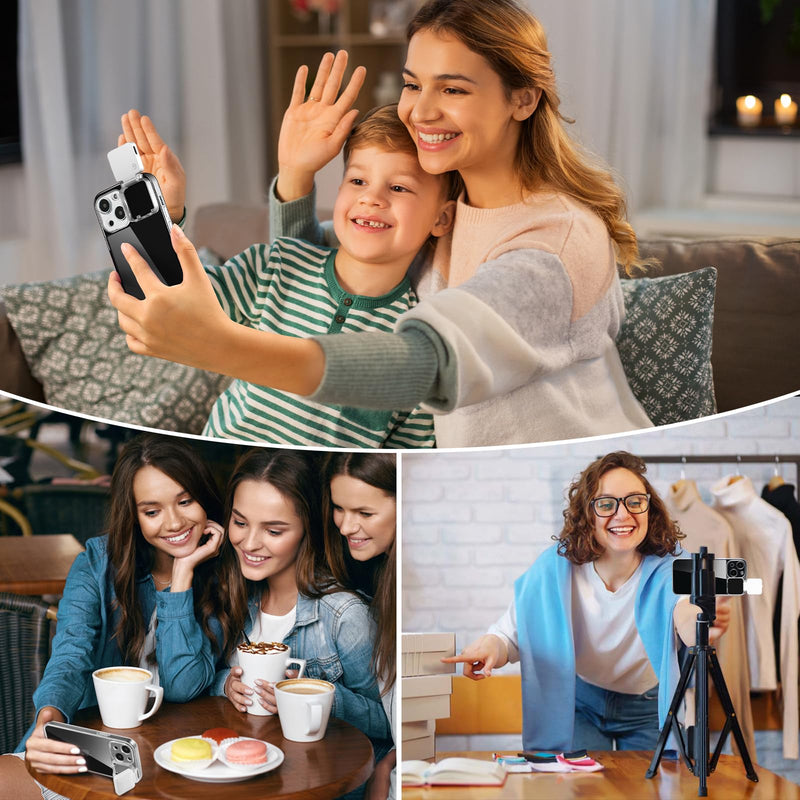 [AUSTRALIA] - Selfie Light for iPhone 15 Case with LED Built-in Light-Up Rechargeable for TIK Tok/Stream/Makeup/Live/Video- Selfie (2 Models, 3 Level Brightness) (Clear, for iPhone 15) Clear 
