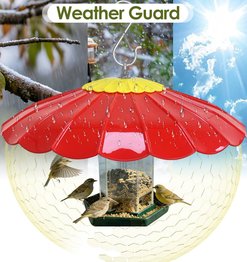 13.5-Inch Hummingbird Feeder Shade Dome Cover,Bird Feeder Rain Cover & Squirrel Shield, Weather Guard with Hanging Bird Feeders,Squirrel Proof for Shepherd's Hook Outdoors(Red) 2 Pack 13'' / 2PCS Red