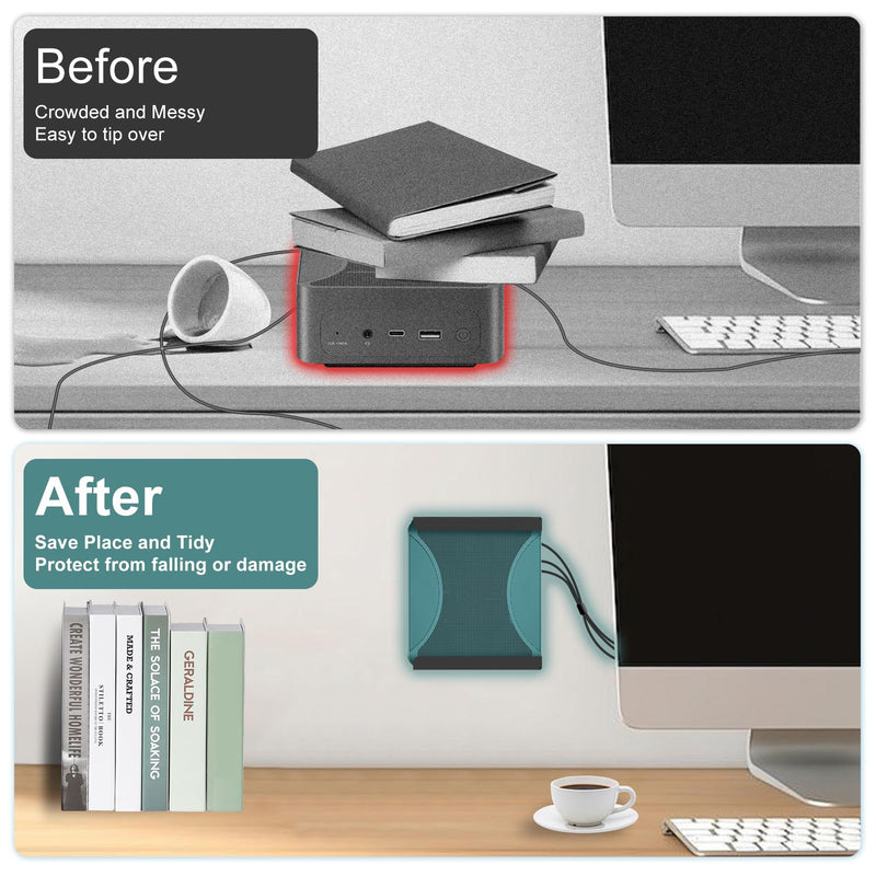 Metal Mini PC Mount Compatible with Beelink SER7, SER7 MAX Mini PC, Vesa/Wall/Under Desk, Easy to Install, Black