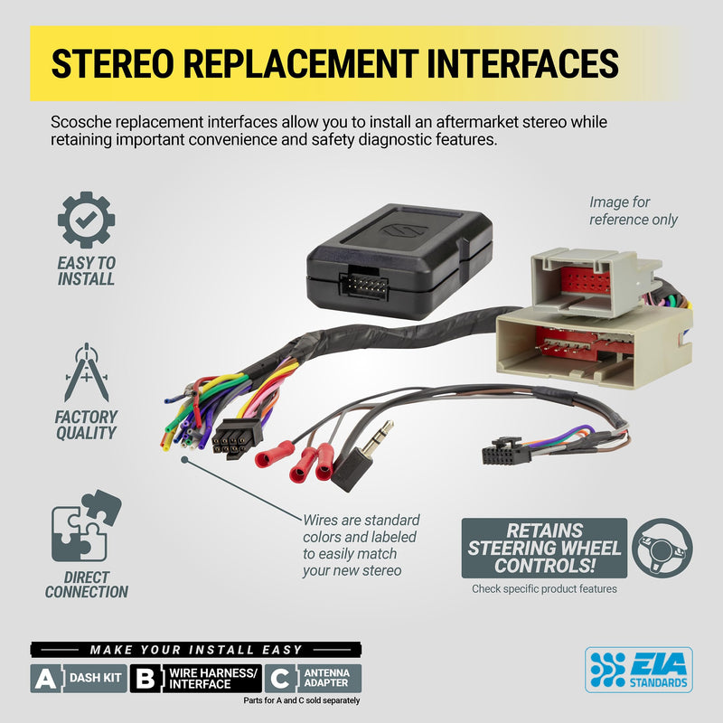 Scosche GM3000SWF Factory Stereo Replacement Interface Adapter, Compatible with Select 2004-24 GM Vehicles with GM LAN Radio, Car Radio Wiring Harness, Retain Steering Wheel Control & OEM Amplifier