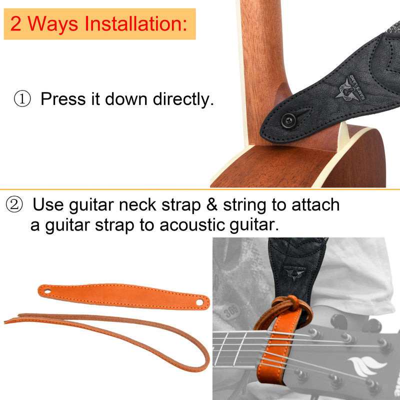 RAM'S LAND 3 inch Wide Leather Guitar Straps, Padded Guitar Strap for Electric, Acoustic, and Bass Guitar Vintage